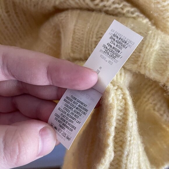 Aerie Wmn M Yellow Wool Blend Crew Neck Happy Place Oversized Cable Knit Sweater - Picture 10 of 11